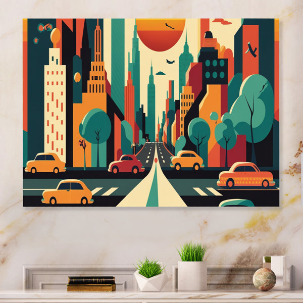 Corrigan Studio® Colorful Cityscape II Cityscapes Canvas Wall Art